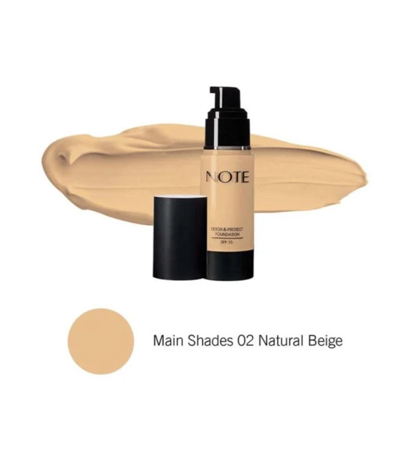 Note Detox & Protect Fondöten Spf 15 -02 Natural Beige 35 ml