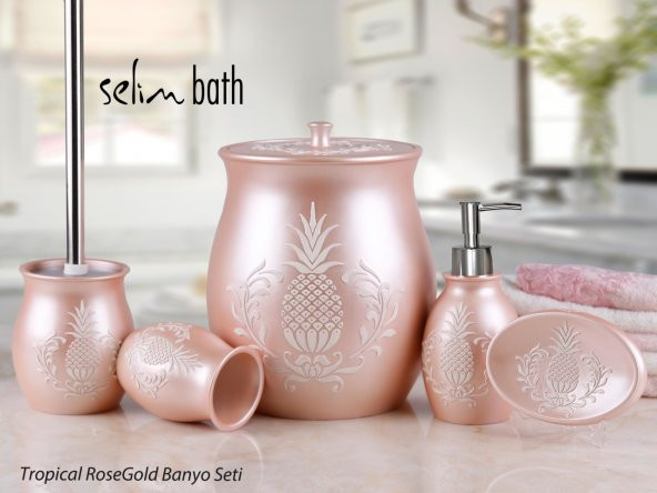 Selim Home 118 Tropical Rosegold 5 Prç Banyo Seti