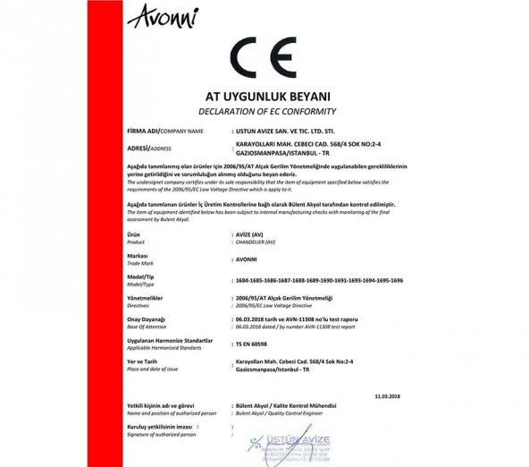 Avonni AV-60158-1G Eskitme/Gri Kaplama Modern Avize - 2