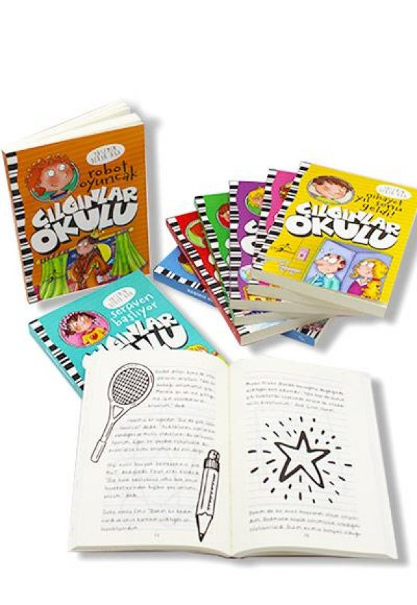 Çılgınlar Okulu Serisi  9 Kitap - Stickerli ve Kalemli Not Defteri Hediyeli