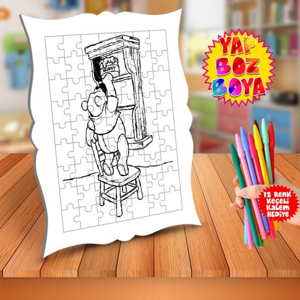 Bal Kavanozu ve Ayıcık Winnie The Pooh Çocuk Boyama Puzzle Tablo-693 - 1