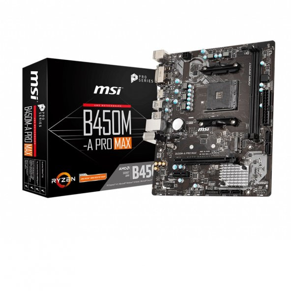 MSI AM4 B450 DDR4 B450M-A PRO MAX 4x Sata 1X M2/X4 HDMI DVI AMD Ryzen Graphics 2x (PCIe) mATX