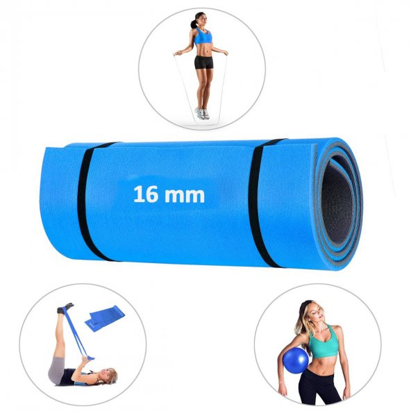 Spor Byfit 4 Parçalı Mavi Pilates Seti ( Minder + Denge Topu + Bant + Atlama ipi ) MND-774