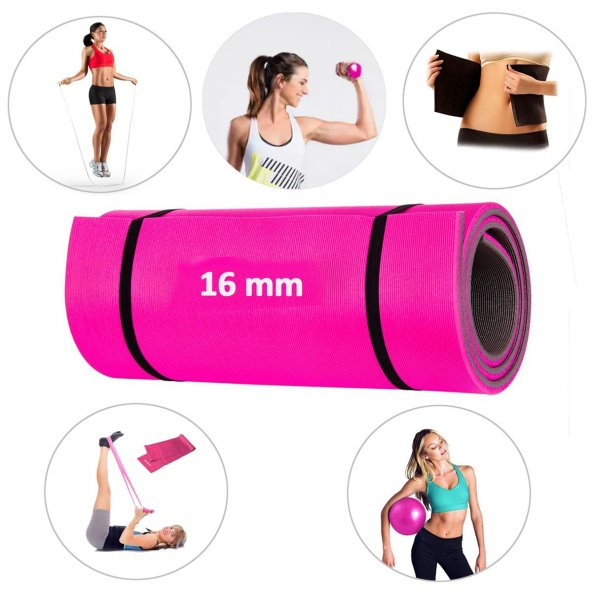 Spor Byfit 6 Parçalı Pembe Pilates Seti ( Minder + Denge Topu + Bant + Atlama ipi + Termal Kemer + Dambıl ) MND-786 - 1