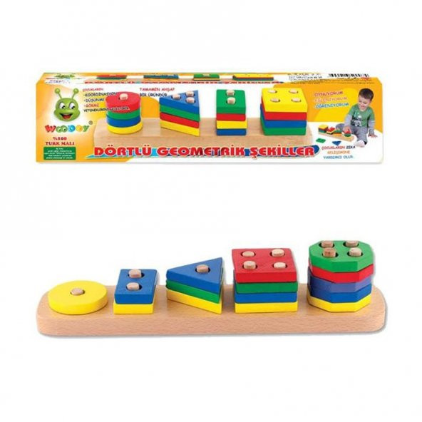 Montessori Eğitici Ahşap Oyuncak Çocuk Oyuncak Zeka Geliştiren Montessori Anaokulu Kreş Woodoy Geometrik Şekiller
