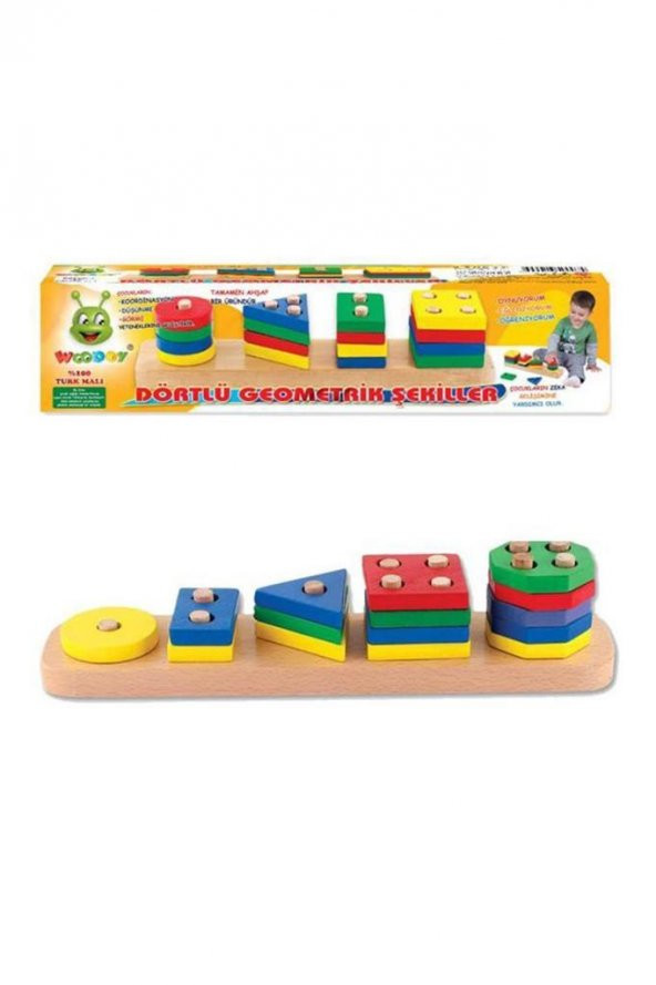 Montessori Eğitici Ahşap Oyuncak Çocuk Oyuncak Zeka Geliştiren Montessori Anaokulu Kreş Woodoy Geometrik Şekiller - 2