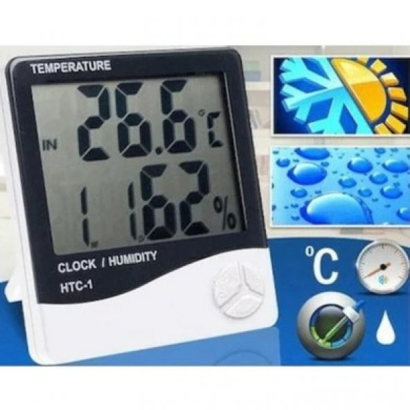 Masaüstü Dijital Termometre Nem Ölçer Higrometre Alarmli Saat