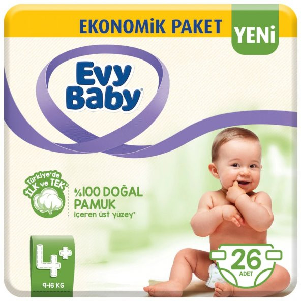 Evy Baby 4+ Numara 26 Adet Bebek Bezi 9-16 kg