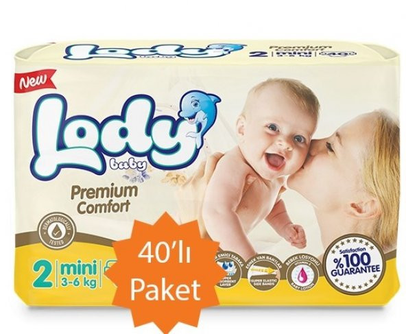 Lody Baby - 2 Numara Mini Bebek Bezi - 40lı Paket 3-6 Kg