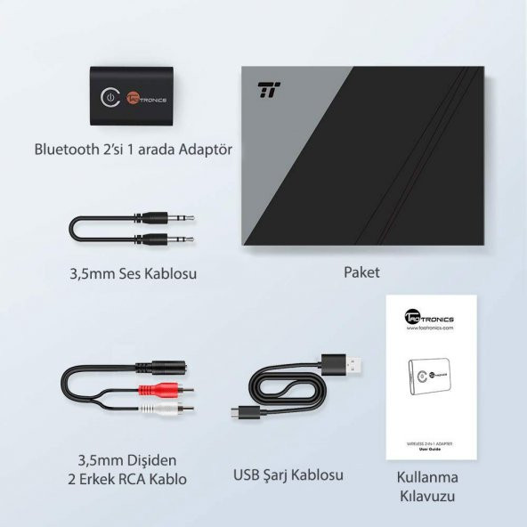 TAOTRONICS TAOTRONICS TT-BA07 Bluetooth Stereo Ses Müzik Alıcı/Verici 2si 1 arada Adaptör TT-BA07