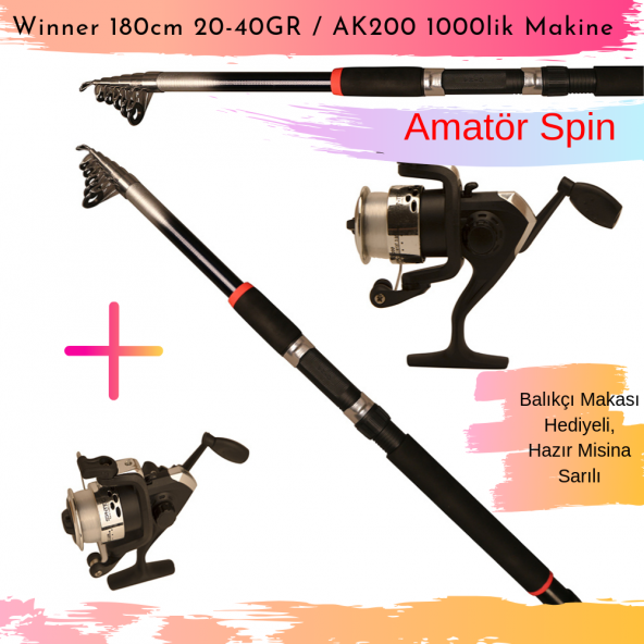 AK200 - Winner 180cm 20-40 gr Hazır Amatör  Spin Seti