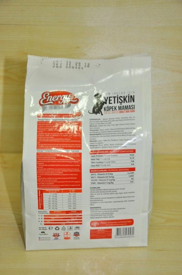 1 Kg yetişkin Etli köpek maması Energy - 3