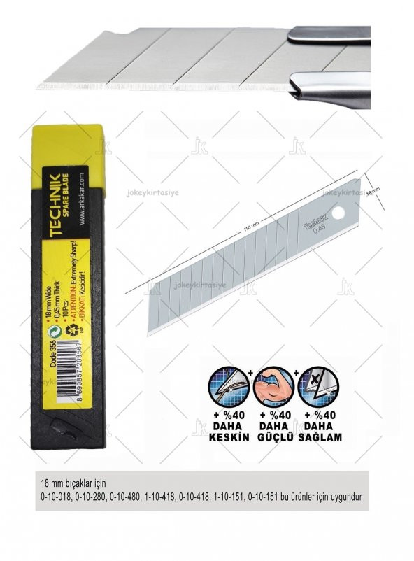 MAKET BIÇAĞI YEDEĞİ GENİŞ 18mm 1KUTU (100.FALÇATA UCU)