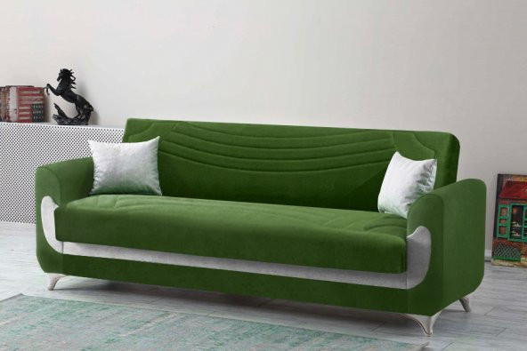 Kardelen Modern Kanepe - Yeşil (Sandıklı ve Yataklı)