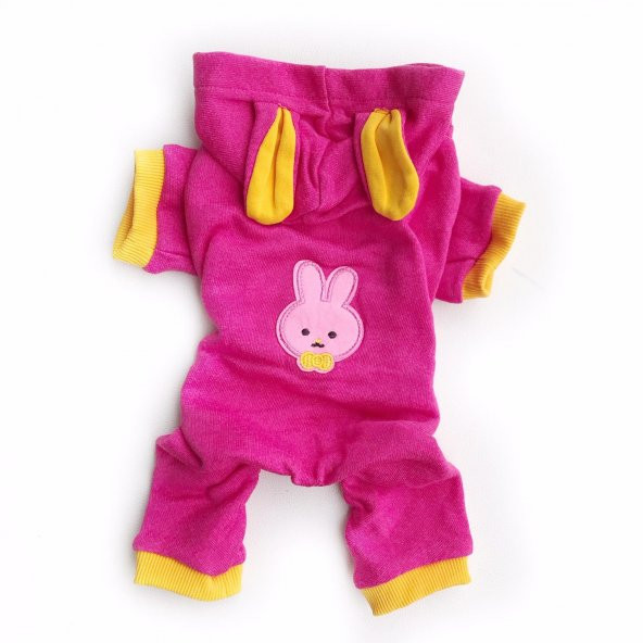 Dark Pink Yellow Bunny Köpek Tulumu Köpek Kıyafeti