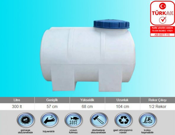 300 LT (LİTRE) YATAY BEYAZ SU DEPOSU - 2