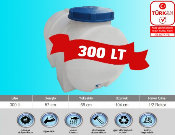 300 LT (LİTRE) YATAY BEYAZ SU DEPOSU - 3