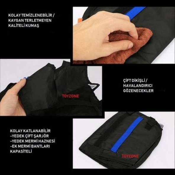 NERF YELEK VE 10 ADET NERF YUMUŞAK BAŞLI MERMİ TAKTİK CEPHANELİK - 4