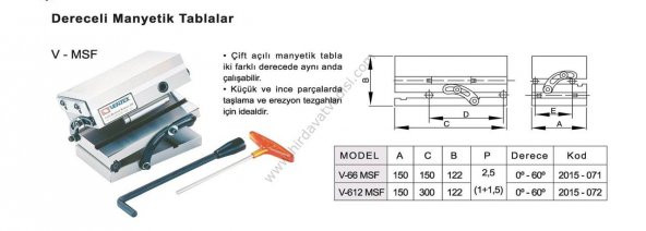 V-66 / Çift Açılı Kollu Manyetik Tabla-Dereceli Mıknatıslı Tabla - 2