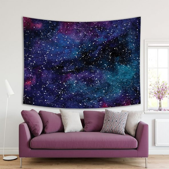 Galaksi Yıldızlı Gökyüzü Desen Lacivert Mor Duvar Örtüsü