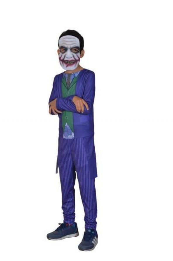 Joker Çocuk Kostümü - Unisex Çocuk Kostümü - Maskeli Joker Kostümü + Pvc Maske Hediyeli - 2