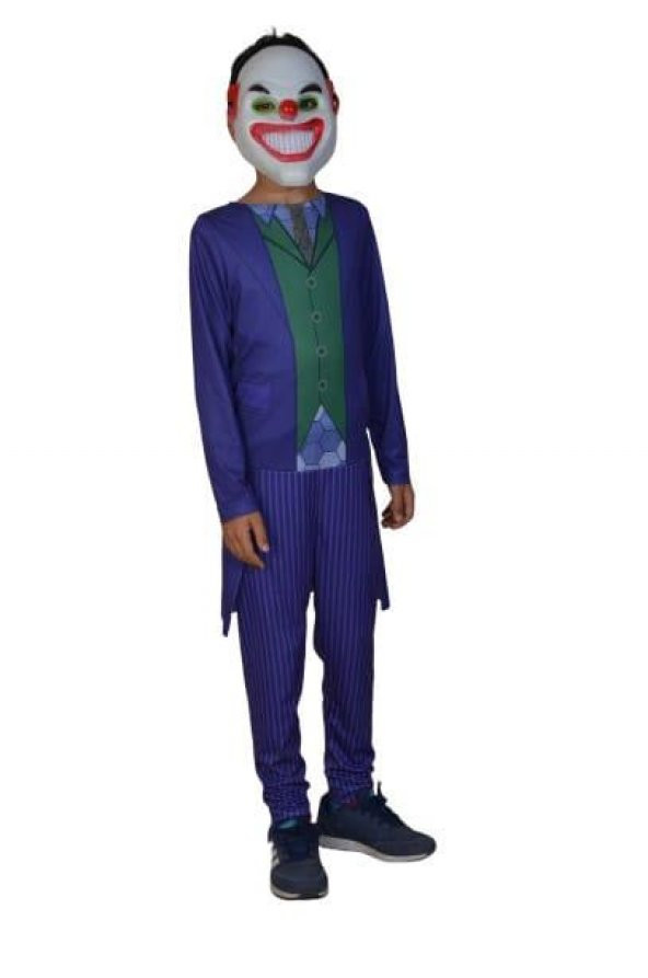 Joker Çocuk Kostümü - Unisex Çocuk Kostümü - Maskeli Joker Kostümü + Pvc Maske Hediyeli - 4