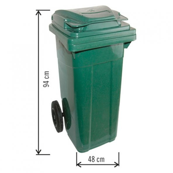 120 Litre Plastik Çöp Konteyneri Yeşil