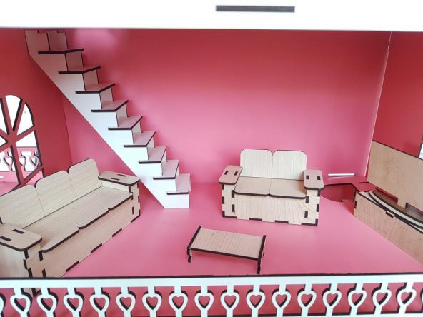 Ahşap Çocuk Oyun Evi Lol Barbie Uyumlu Oyuncak Ev Portatif Ev 80Cm - 4