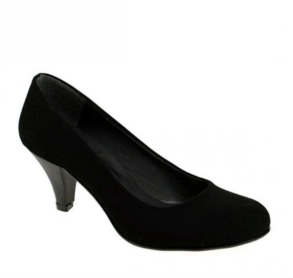Siyah Süet Kadın Klasik Topuklu Ayakkabı 251804