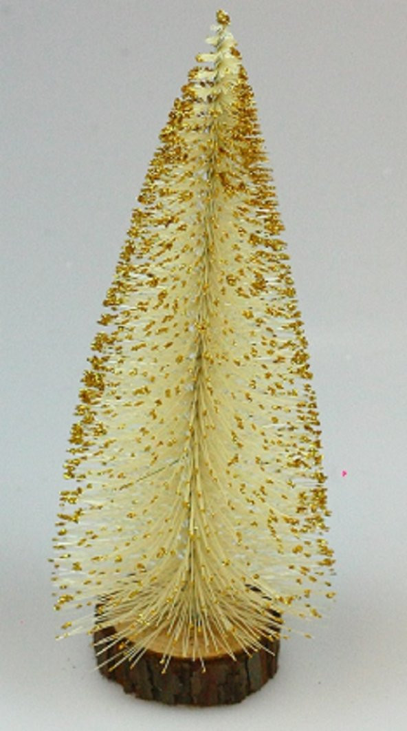YILBAŞI KREM ÇAM AĞACI GOLD KARLI MASA SÜSÜ 40CM - 1