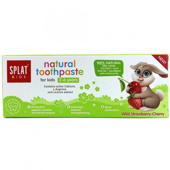 Splat Kids Çilek-Kiraz Tadında 2-6 Yaş Arası Doğal Diş Macunu 50 ml