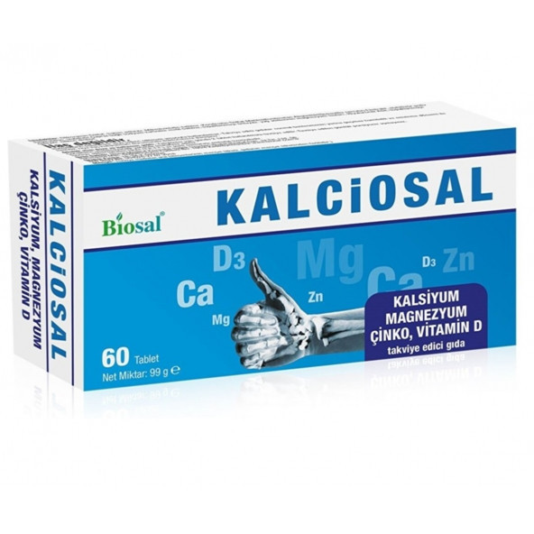 Kalsiyum Magnezyum Çinko D Vitamini 60 Tablet Kemik Kas Besin Takviye Edici Gıda - 2