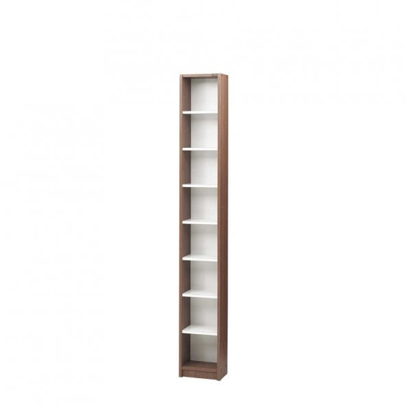 Adore Modern 8 Raflı İnce Kitaplık MBK-18-NB-1 Noce-Lake Beyaz - 5