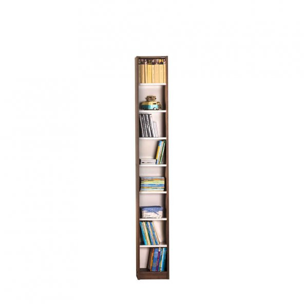 Adore Modern 8 Raflı İnce Kitaplık MBK-18-NB-1 Noce-Lake Beyaz - 12