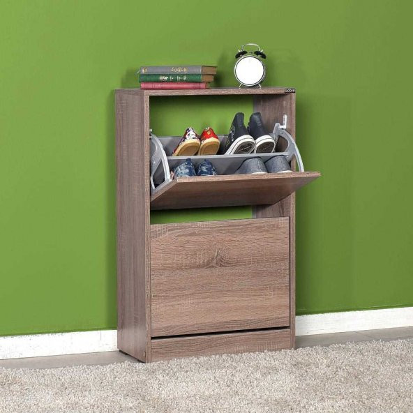 Flat Duo 2 Katlı Ayakkabılık Dolabı - Latte - 3