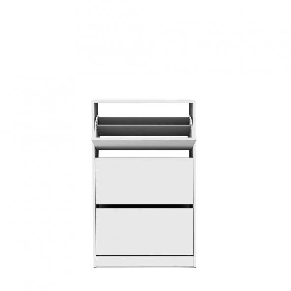 Flat Duo 3 Katlı Geniş Ayakkabılık Dolabı - Beyaz - 3