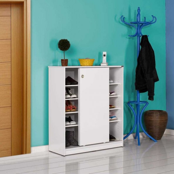 Adore Diamond 5 Raflı Sürgülü Ayakkabılık ADR-320-BY-1 Beyaz - 4