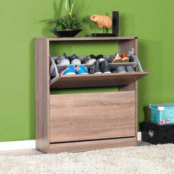 Flat Duo 2 Katlı Geniş Ayakkabılık Dolabı - Latte - 5