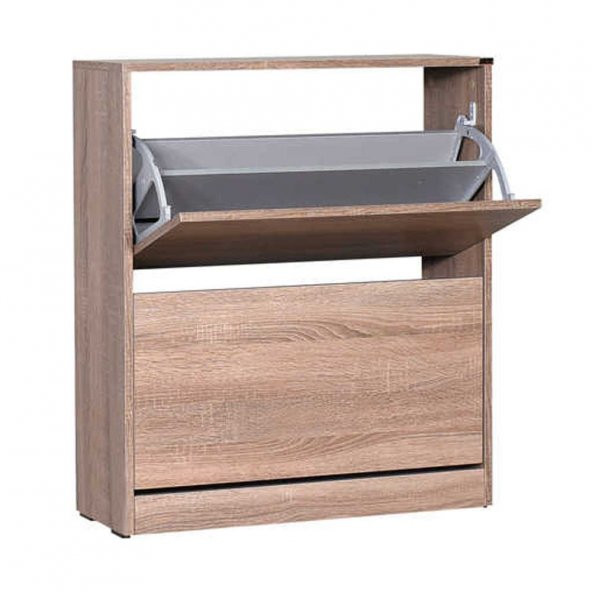 Flat Duo 2 Katlı Geniş Ayakkabılık Dolabı - Latte - 2
