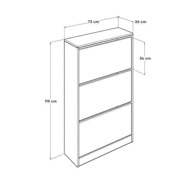 Flat Duo 3 Katlı Geniş Ayakkabılık Dolabı - Beyaz - 11