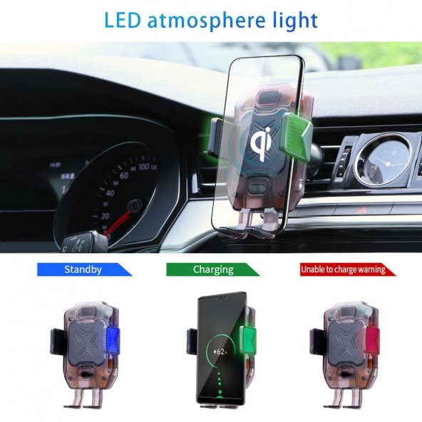 Spy QI 3.0 10W Kablosuz Hızlı Şarj Araç İçi Telefon Tutucu - 5