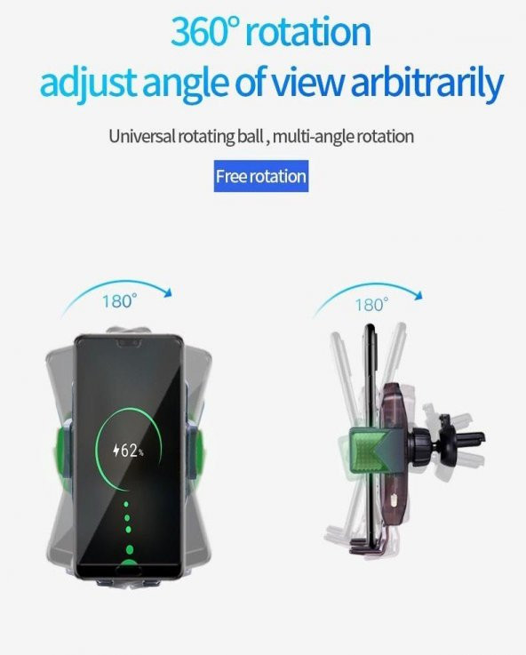 Spy QI 3.0 10W Kablosuz Hızlı Şarj Araç İçi Telefon Tutucu - 9