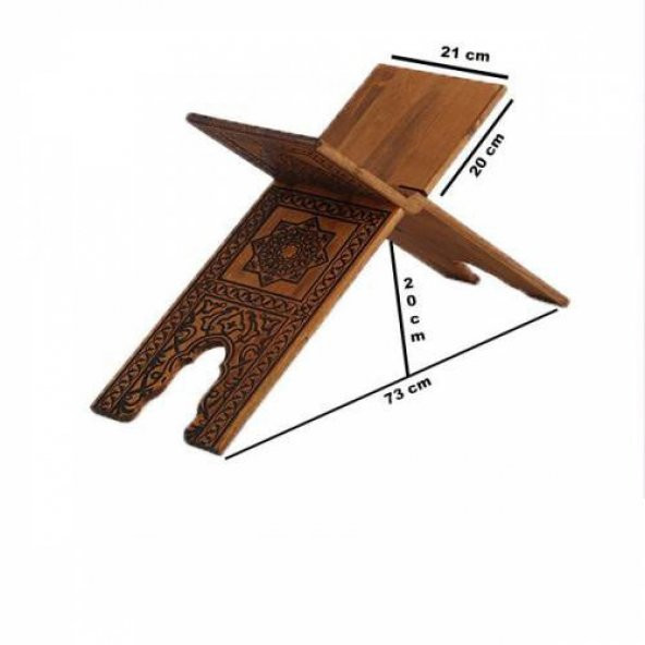 Hediyelik Rahle Ahşap Yakma Desenli Rahle 65 cm