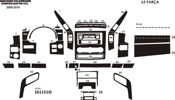 Mercedes Sprinter Volt Crafter Maun Kaplama 2006-2018 63 Parça - 2