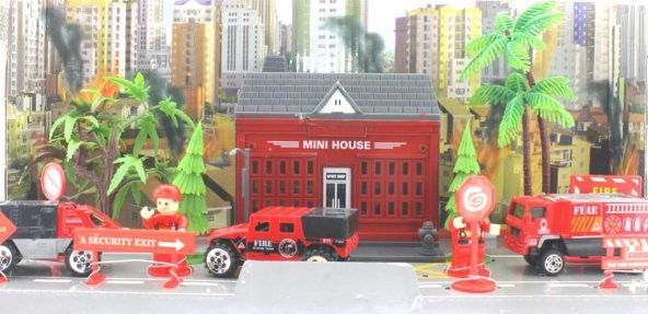 Aksesuarlı Metal İtfaiye Seti - 4