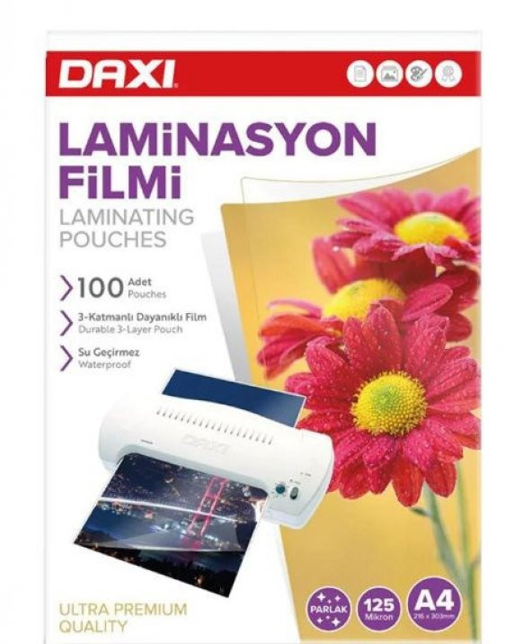 Daxi A4 Laminasyon Filmi 125 Micron 100lü Ücretsiz Kargo