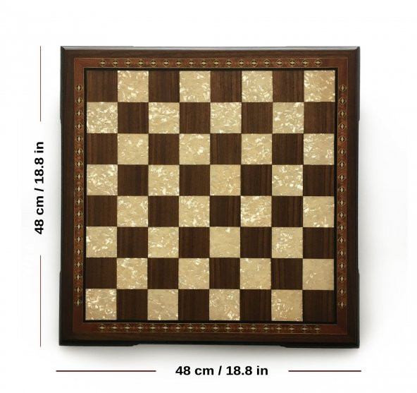 Helena Wood Art El Yapımı Ahşap Satranç Tablası 48cm - 3