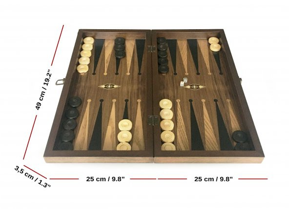 Helena Wood Art Eko El Yapımı Ahşap Tavla Ceviz Damasız - 3