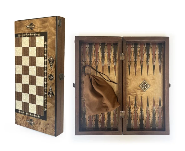 Helena Wood Art Klasik El Yapımı Ahşap Tavla Seti Orta Boy - 2
