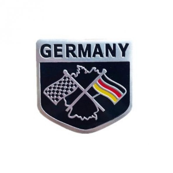 Çift Alman Bayrağı Desenli  Alüminyum Arma Sticker Etiket